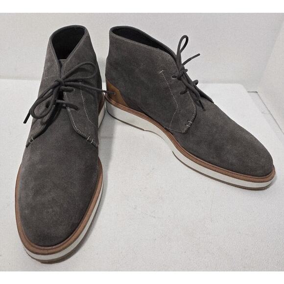 Men's Allen Edmonds Brooklyn Light Grey Suede Tan Leather Chukka Boots Size 10 - Picture 1 of 9